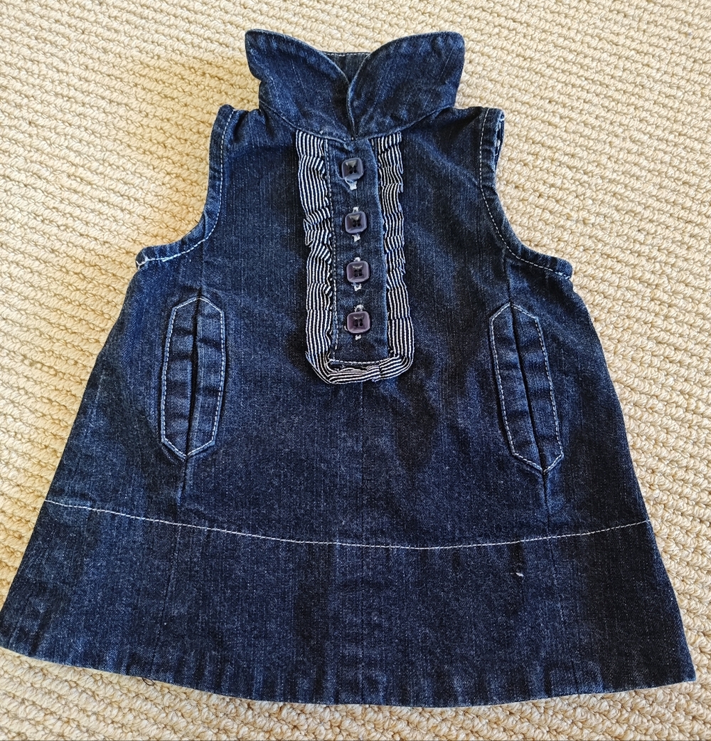 3-6mo Denim Sleeveless Dress with Button Detail